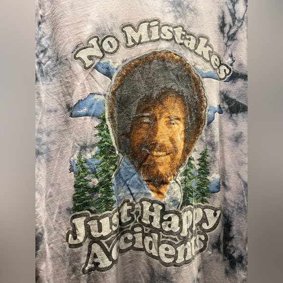 Vintage Bob Ross ‘no mistakes just happy accidents’ the dye long sleeve, med - Picture 2 of 8